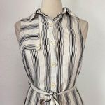 Anthropologie Black and White Sleeveless Polo Collar Midi Dress Photo 2