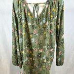 Massini  long sleeve olive green floral top size 2X NWT Photo 3