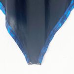 ZARA  Blue Metallic Laminated Long Sleeves Front Cutouts  Bodysuit Size Medium Photo 8