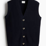 H&M  Preppy Blue Rib-Knit Button-up Sweater Vest Size Small Photo 0