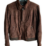 Talbots  Suede leather women’s zip up bomber  chocolate brown Jacket 10P Photo 0