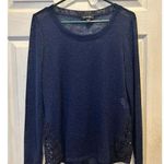 A Byer Vintage A. Byer Blue Boho Flowy Top Crochet Panel Knit Sweater Made In USA Large Photo 0