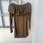 Chaser NWT Ruffle Off The Shoulder Army Green Tunic / Dress Top Size M Photo 2