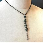Blue and black beaded Y necklace Photo 3