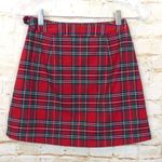Brandy Melville John Galt  Skirt One Size Red Emerson Plaid Wrap Buckle Academia Photo 7