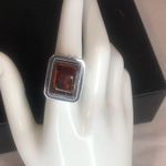 LORI BONN Sterling Silver Amber Cabochon Rope Bezel Cocktail Ring Photo 4