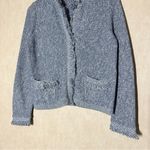 J. McLaughlin  Women’s Simone Sweater Cardigan Knit Frayed Preppy In Blue M Photo 5