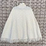 Vintage 60s 70s Cream Cuddle Knit Poncho Cape Sweater Bow Argyle Fringe Size M Photo 3