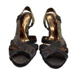 Michelle D Strappy Peep Toe Shiny Slingback Heels Size 8.5 Photo 2