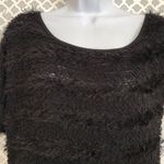 Arden B Arden‎ B over shoulder asymmetric fluffy black sweater top women's size S Photo 2