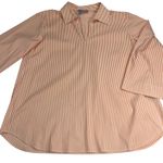 Lafayette 148 Cotton Striped Pullover Blouse Orange Sherbet/White Stripe Size M Size M Photo 4