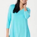 H by Halston  Essentials XL Modal Top 3/4 Sleeve Scoop Neck Stretch Aruba Blue Photo 0