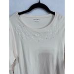 Studio Works Women's ‎ Embellished Cream Long Sleeve Cotton Top Blouse Size Large Photo 2