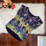Purple Floral Short Sleeve Top Flowy Y2K Yellow Photo 0