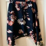 The Limited  Navy/Pink Floral Shark-bite hem skirt Photo 0