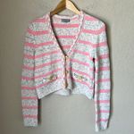 J.Crew  pink and cream confetti striped cardigan sweater Photo 1