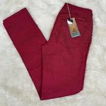 prAna ‎ Womens Red Organic Cotton Low Rise Fitted Pants Size 2 26 Slim Leg NWT Photo 1