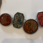 Chico's Chico’s Multicolored Speckled Stones Metal Necklace Three Chains Lobster Clasp Photo 1