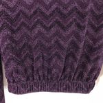 Band of Gypsies New Metallic Chevron Plunge V-Neck Twisted Hem Crop Top Purple Photo 15