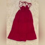 Free People NEW  Taking Sides Tiered Cotton Maxi rose bright pink Dress sz S Photo 3