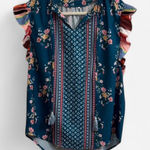 Source Unknown Floral Ruffle Sleeve Blouse, Size XL Photo 0