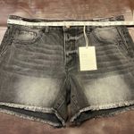 Böhme Raelynn Denim Shorts Size 31 Black Distressed Frayed Hem High‎ Rise New Photo 11