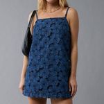 American Eagle NWT AE Floral Denim Mini Shift Dress Photo 0