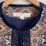 Boston Proper  Fringe Tapestry Novelty Jacket Navy Multicolor Photo 3