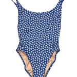 Madewell  Plunging Scoopback One Piece Blue Mini Daisy Swimsuit size 4 Photo 4