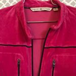Tommy Hilfiger  hot pink navy velour zip‎ up jacket women’s size medium M Photo 2