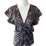 Isabel Marant  Lonea Animal Print Ruched Blouse Top Womens Silk Size 40 (Medium) Photo 0