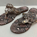 Tory Burch  Miller Womens 9* Snakeskin Leather Thong Sandals Designer‎ Shoes Logo Photo 0