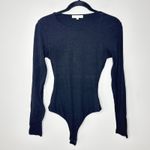 Bohme  Noelle Ribbed Open Back‎ Black Bodysuit Medium Long Sleeve Chic Classic Photo 2