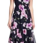 Vince Camuto Black Tropical Floral Halter Hi/Lo Maxi Chiffon Cruise Dress 4 Photo 0