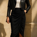 Anthropologie NWT CP7374 0006 black ruched asymmetrical skirt XL minimal chic Photo 0