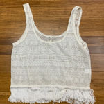 Kirra Lace Fringe Tank Top Womens Small Ivory White Sleeveless Crochet Festival Photo 0