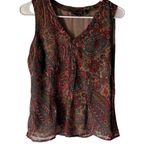 ANA New Approach Y2k M Paisley Print V Neck Blouse Top Forest Whimsigoth Boho Tan Size undefined Photo 0
