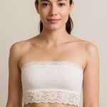 Free People Intimately White Floral Lace Bandeau Strapless Bra Photo 0