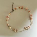 Natural sea shell faux pearl necklace Photo 5