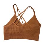 Aerie Ribbed Crisscross Strap Crop Tank Top Brown M L Photo 2