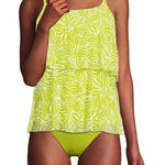 Lands' End Lands’ End Chlorine Resistant Mesh Scoop Neck Tiered Tankini Top Photo 0