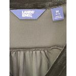 Lands' End  Black Velvet Button Front Top V Neck Sz M 10-12 Old Money Cozy Luxury Photo 5