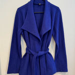 Saks 5th Avenue Saks Fifth Avenue 100% Wool Blue Wrap Jacket Size L Photo 0