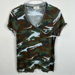 Anthropologie NWT T.La Camo Print Classic V-Neck Short Sleeve T-Shirt Size XS Photo 1