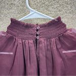 Joie Imperfect  long sleeved smocked top sheer overlay/sleeves deep wine large Photo 6