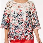 Charter Club NWOT  Light Beige Floral Blouse Top Photo 2