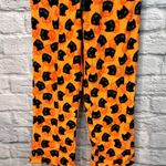 Pillow Talk Size Small Halloween Pumpkin & Cat Soft Fleece Waist Tie PJ Pants Orange Photo 4
