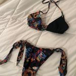 Dragon print Two Piece Black Strappy Cheeky Sexy Bikini Swimwear Photo 0