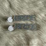 Bride Acrylic Silver Glitter Sparkle Drop Earrings. Photo 4