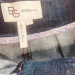 BCBGeneration  Dark Wash Pleated Tie Waist Denim Mini Skirt Photo 2